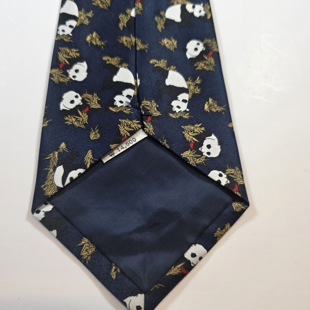 Navy Panda Pattern Tie Rene Chagal - Picture 6 of 7